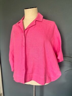 Apiece Apart Hot Pink Linen Button-Down Shirt